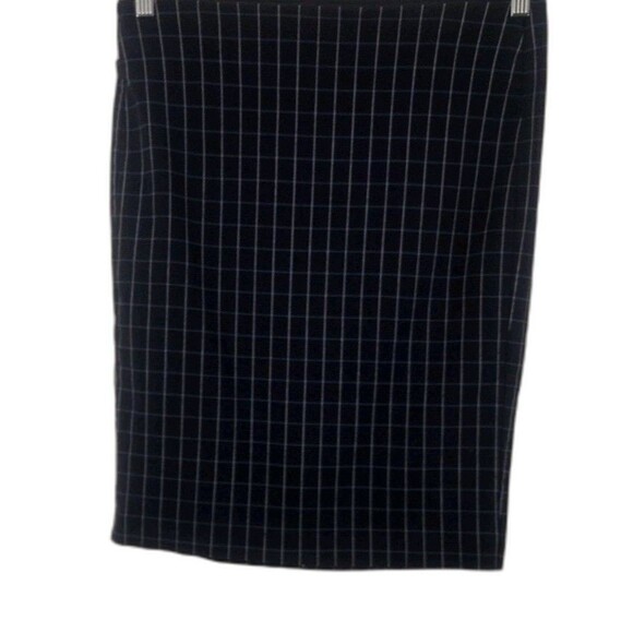 ELLE Women’s Navy Grid Pull On Pencil Skirt Elastic Waist size M Business Casual - Picture 3 of 7